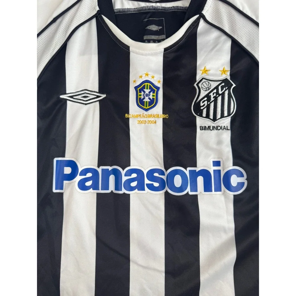 Santos FC‎ Soccer Jersey Umbro Panasonic No Name Mens Size XL Black White